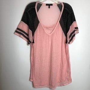 Derek Heart Pink Grey Soft Top 2X PLUS SIZE